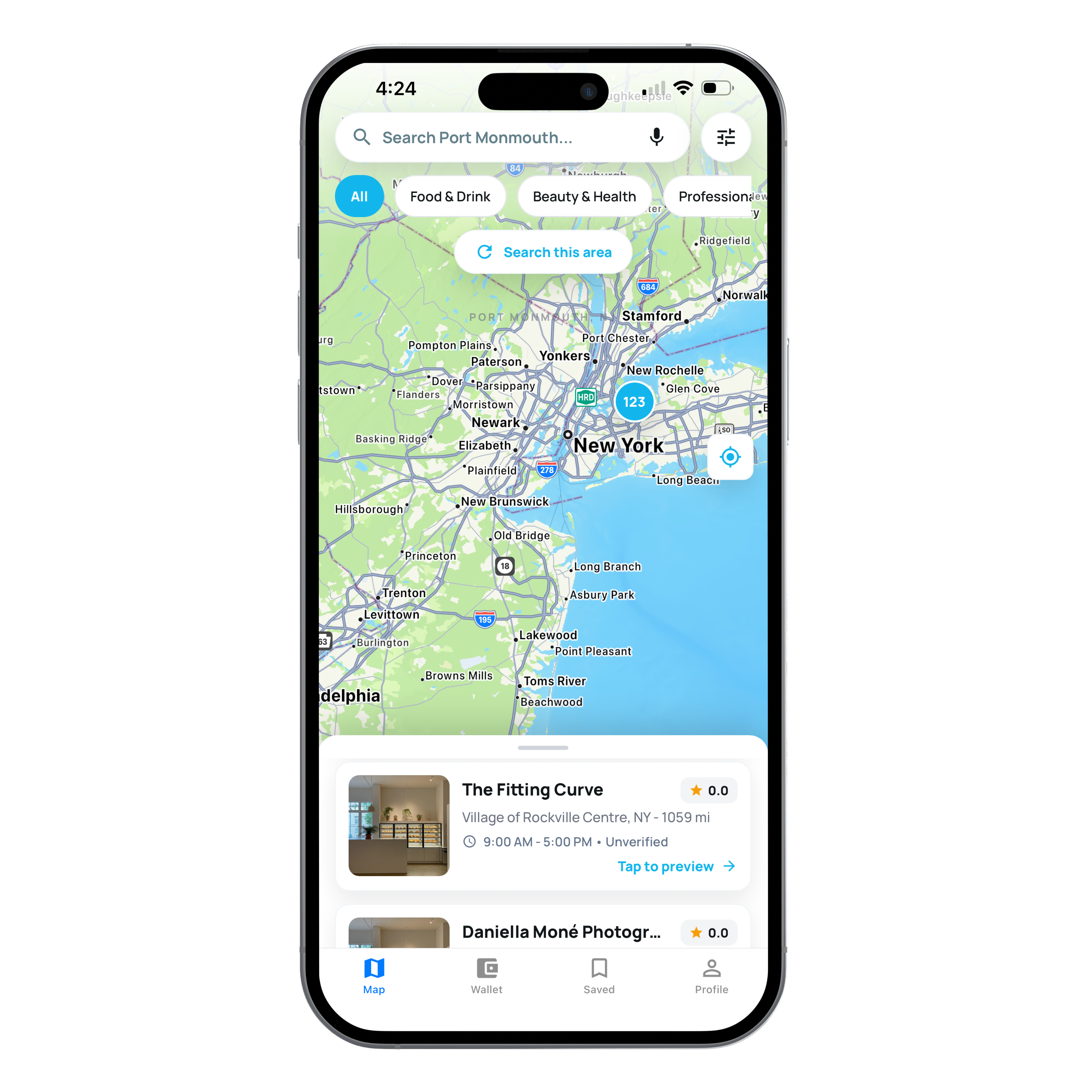Map view — search Haitian-owned businesses in New York City